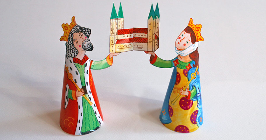 Historische Papierfiguren Heinrich und Kunigunde